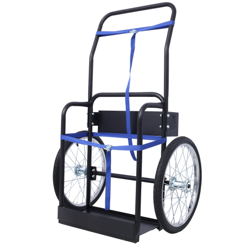 Large Dual Oxygen Tank Cart Dolly Double Cylinder Cart, 20 Pneumatic Wheels Includes Two Fastening Belts
